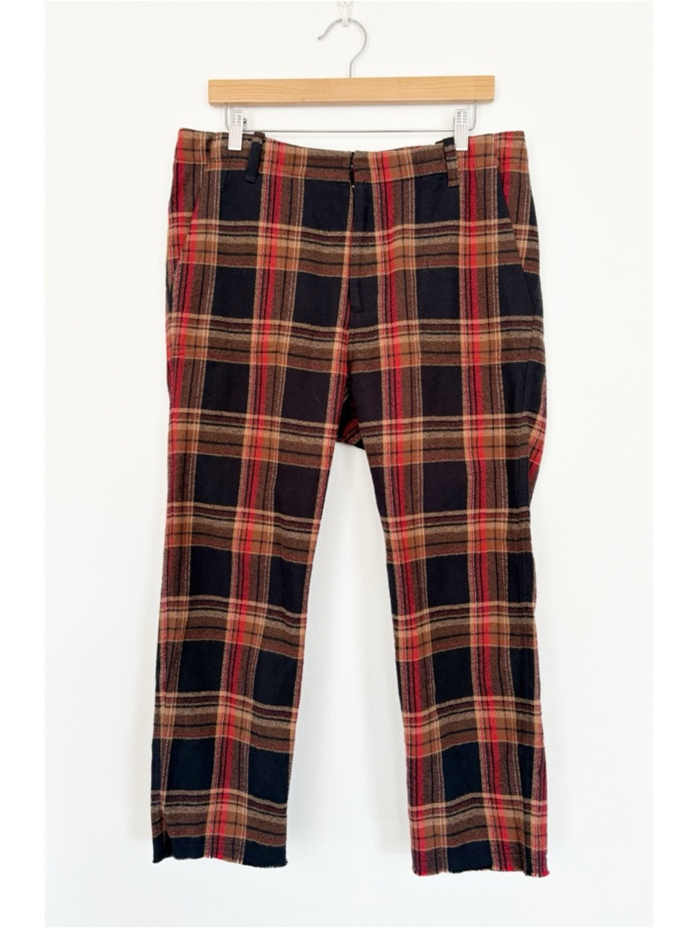 A Shirt Thing || Griffin Flannel Ankle Pants‎ Espresso Brown Red Medium NWT